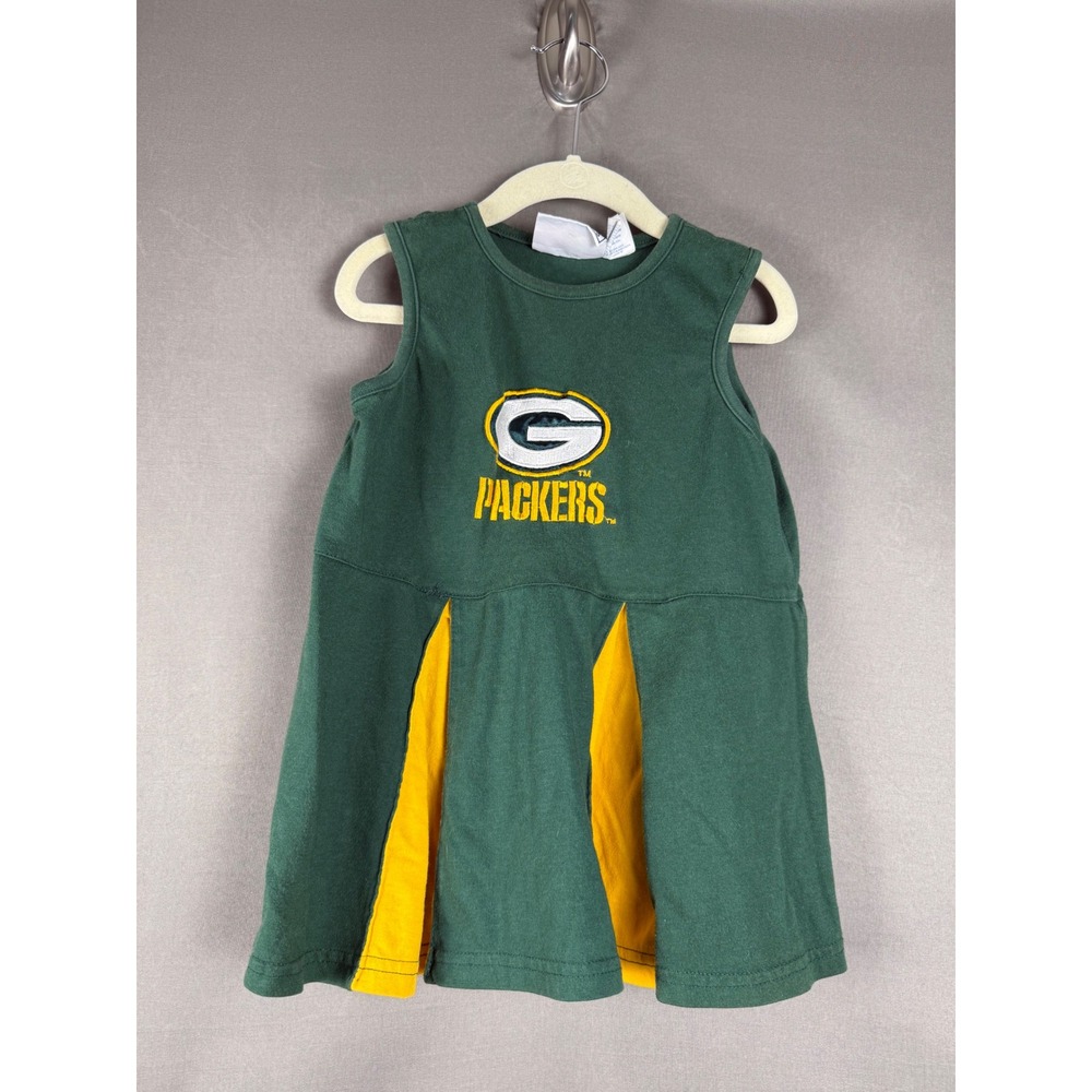 Mighty-Mac Green Bay Packers Dress Kids 4T Green Gold NFL Cheer Skirt
